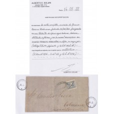 ARGENTINA 1860 GJ MSJ 88 MENSAJERIA PLIEGO COMPLETO CIRCULADO A COLMENA LOBERIA EN 10/10/1860 CON MARCA MENSAGERIAS DEL COMERCIO Y FRANCA EN COLOR AZUL VERDOSO ANULANDO UNA CABECITA, CON CERTIFICADO DE AUTENTICIDAD RARISIMA U$ 2.000